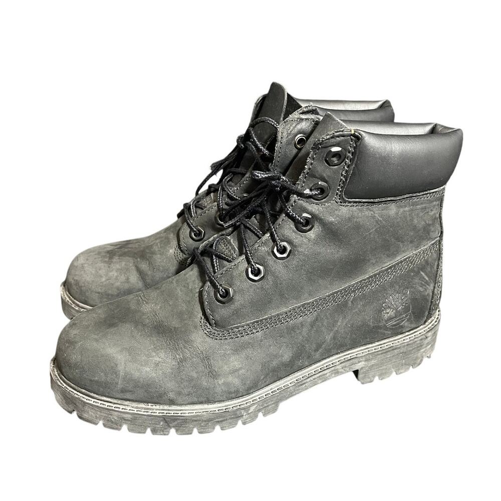 Timberland Black Leather Suede Waterproof Lace Up Boots Kids 6.5 Womens‎ 7.5